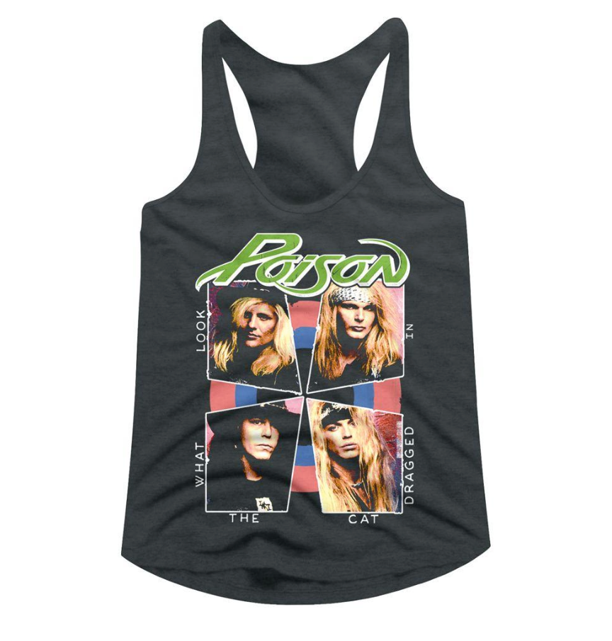 POISON 'LOOK WHAT THE CAT DRAGGED IN' DARK GREY TANKTOP