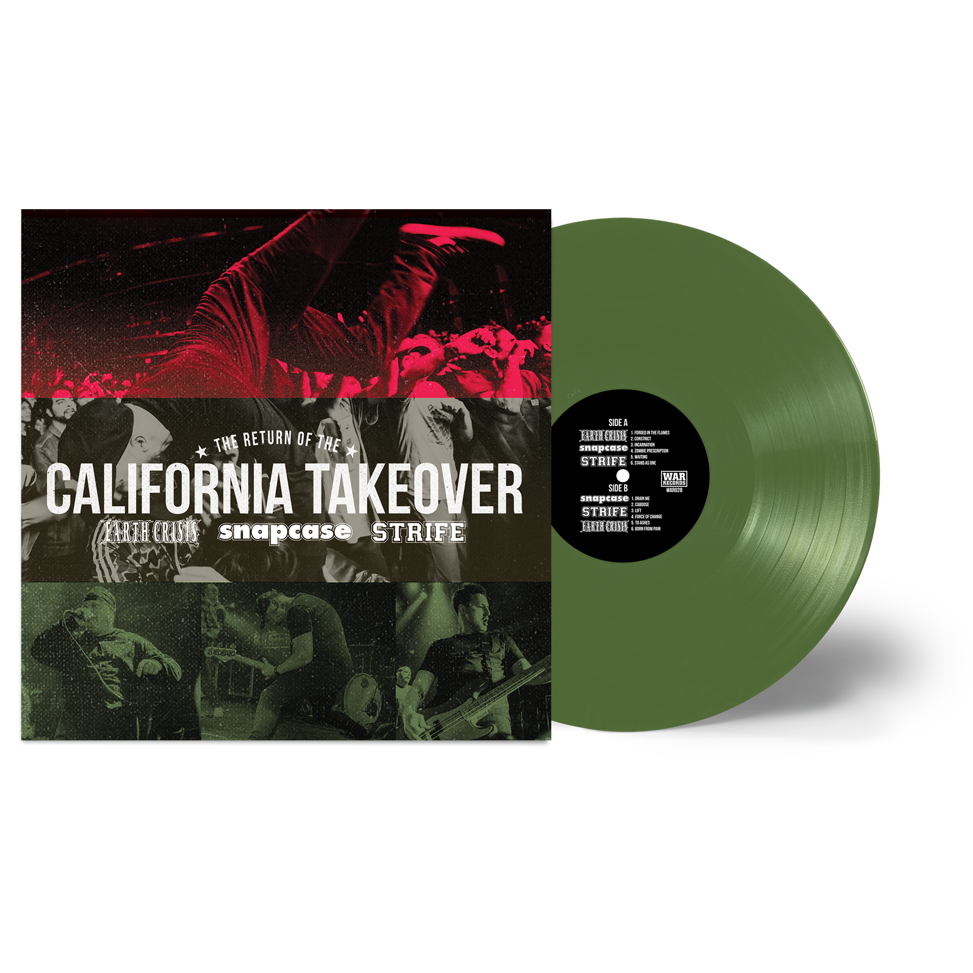 EARTH CRISIS, SNAPCASE, STRIFE 'THE RETURN OF THE CALIFORNIA TAKEOVER' LIMITED-EDITION OLIVE GREEN LP