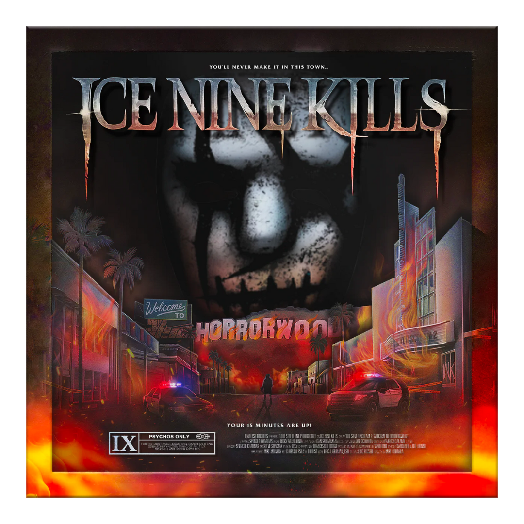 ICE NINE KILLS 'WELCOME TO HORRORWOOD: UNDER FIRE' 3LP BOX SET (Deluxe, Red/White/Blue Swirl Vinyl)