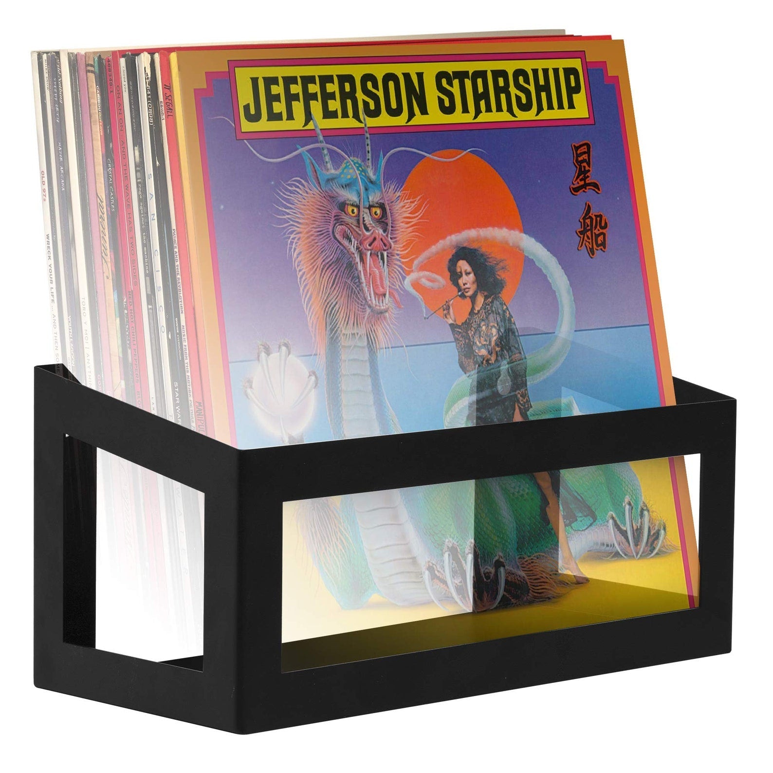 HUDSON HI-FI: WALL MOUNT VINYL RECORD STORAGE 25-ALBUM BLACK DISPLAY HOLDER