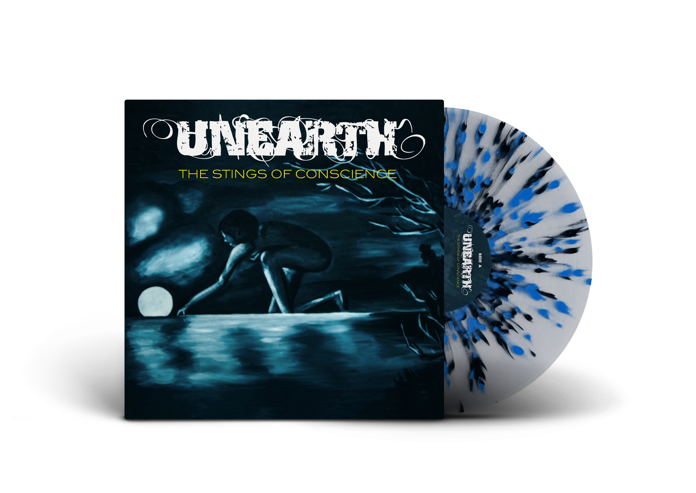 UNEARTH 'THE STINGS OF CONSCIENCE' LP – ONLY 300 MADE (Limited Edition Milky Clear w/ Black and Sky-Blue Splatter Vinyl)