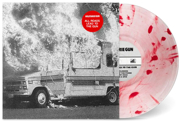 MILITARIE GUN ‘ALL ROADS LEAD TO THE GUN I’ LP (Limited Edition – Only 200 made, Clear w/ White & Red Swirl Vinyl)