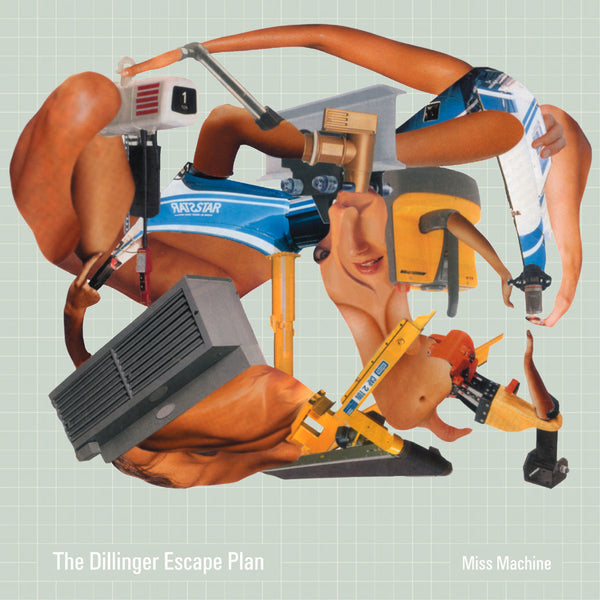 THE DILLINGER ESCAPE PLAN 'MISS MACHINE REISSUE' COKE BOTTLE GREEN WITH NEON ORANGE PINWHEELS AND CYAN BLUE MUSTARD AND WHITE SPLATTER LP – LIMITED TO 551