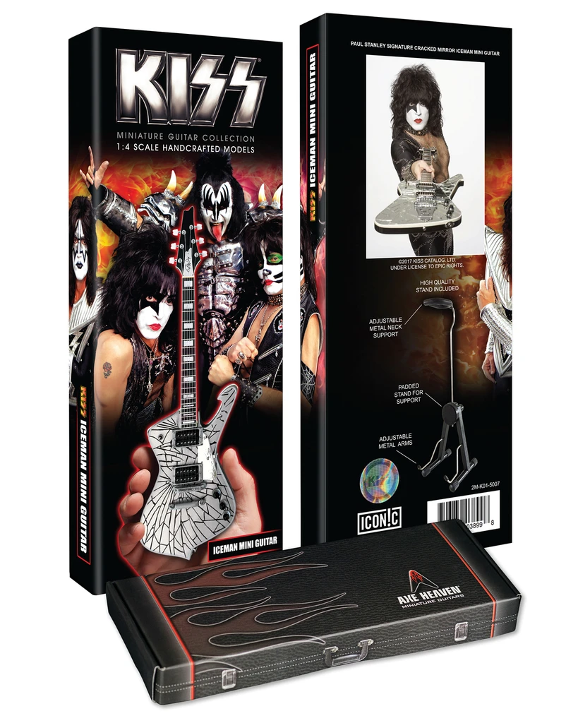 KISS - PAUL STANLEY - CRACKED MIRROR ICEMAN MINI GUITAR KISS - PAUL STANLEY - CRACKED MIRROR ICEMAN MINI GUITAR