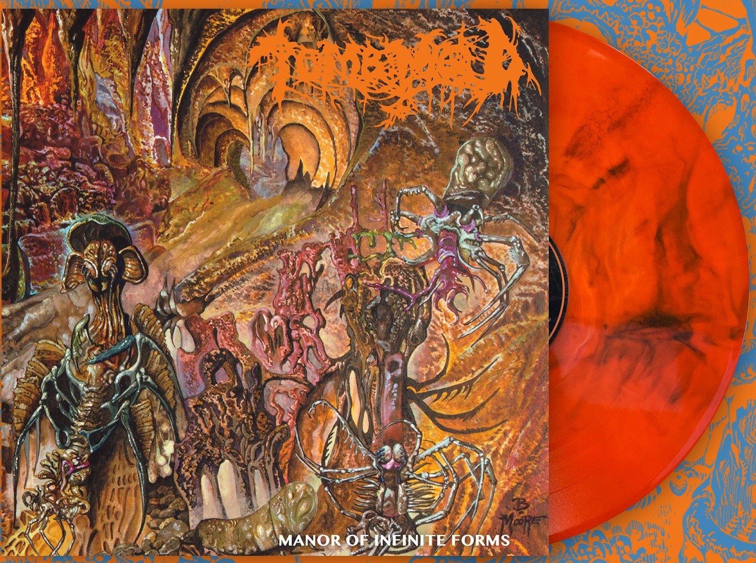 TOMB MOLD 'MANOR OF INFINITE FORMS' NEON ORANGE BLACK SMOKE LP