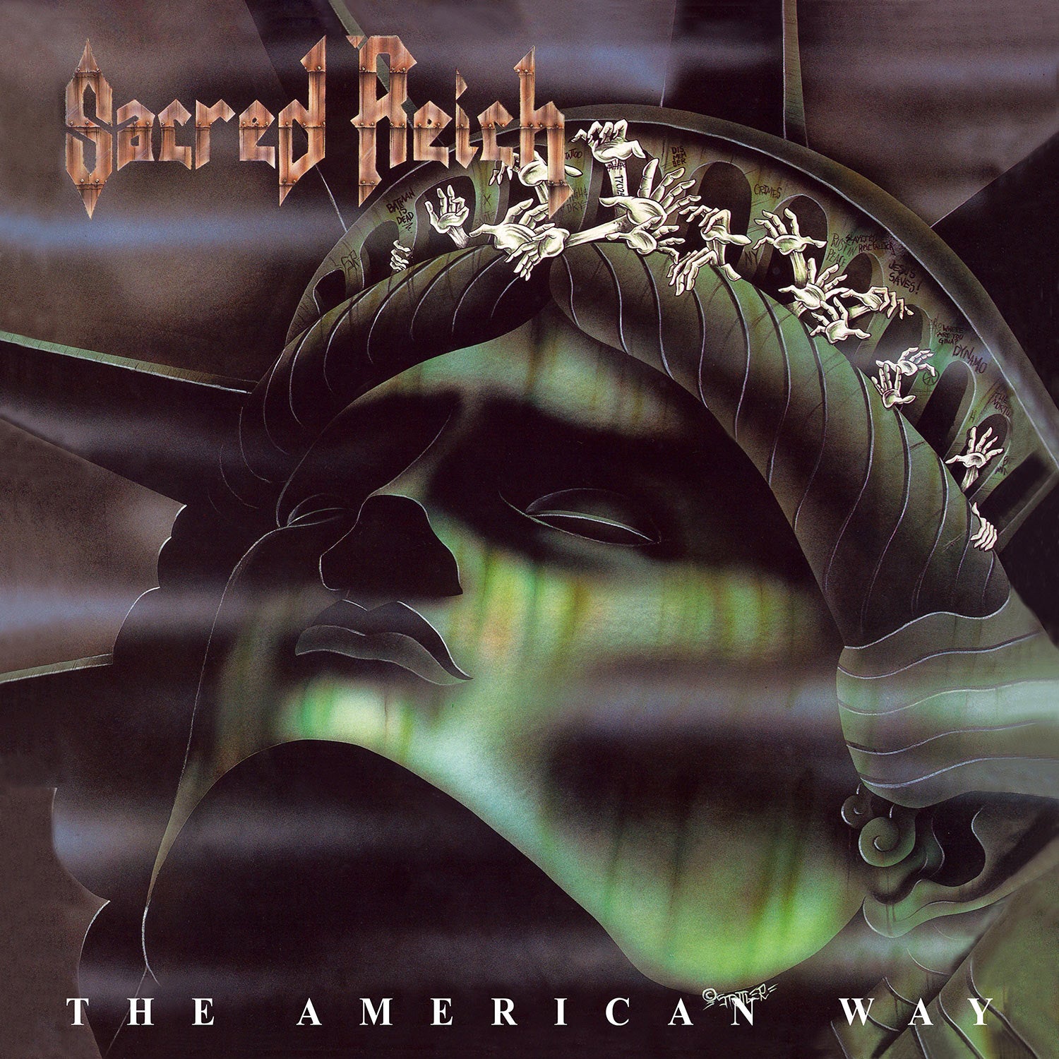 SACRED REICH 'THE AMERICAN WAY' GREEN BLACK MARBLE LP