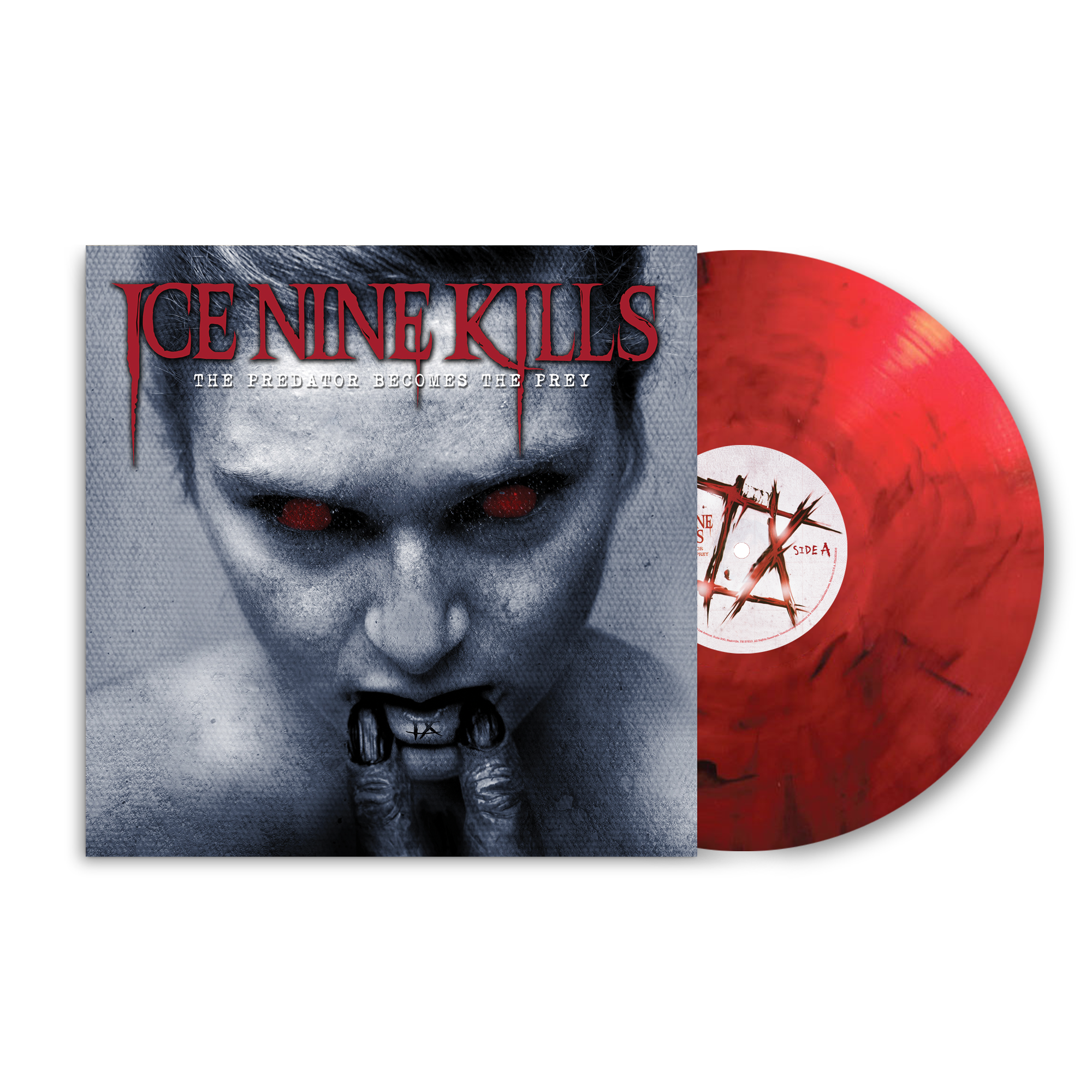 ICE NINE KILLS 'THE PREDATOR BECOMES THE PREY' LIMITED-EDITION TRANSLUCENT RED WITH SMOKY BLACK SWIRL LP – ONLY 300 MADE