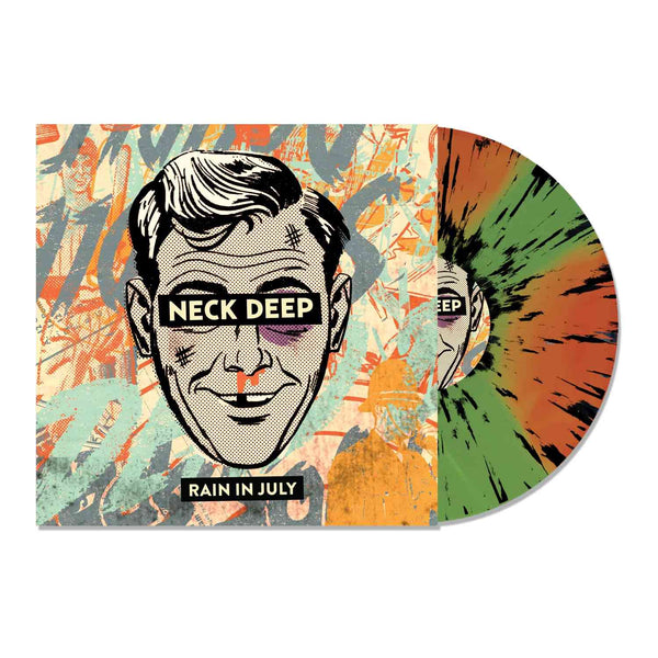 NECK DEEP ‘RAIN IN JULY’ 10TH ANNIVERSARY LP (Limited Edition – Only 300 made, Transparent Orange & Green Pinwheel w/ Black Splatter Vinyl)