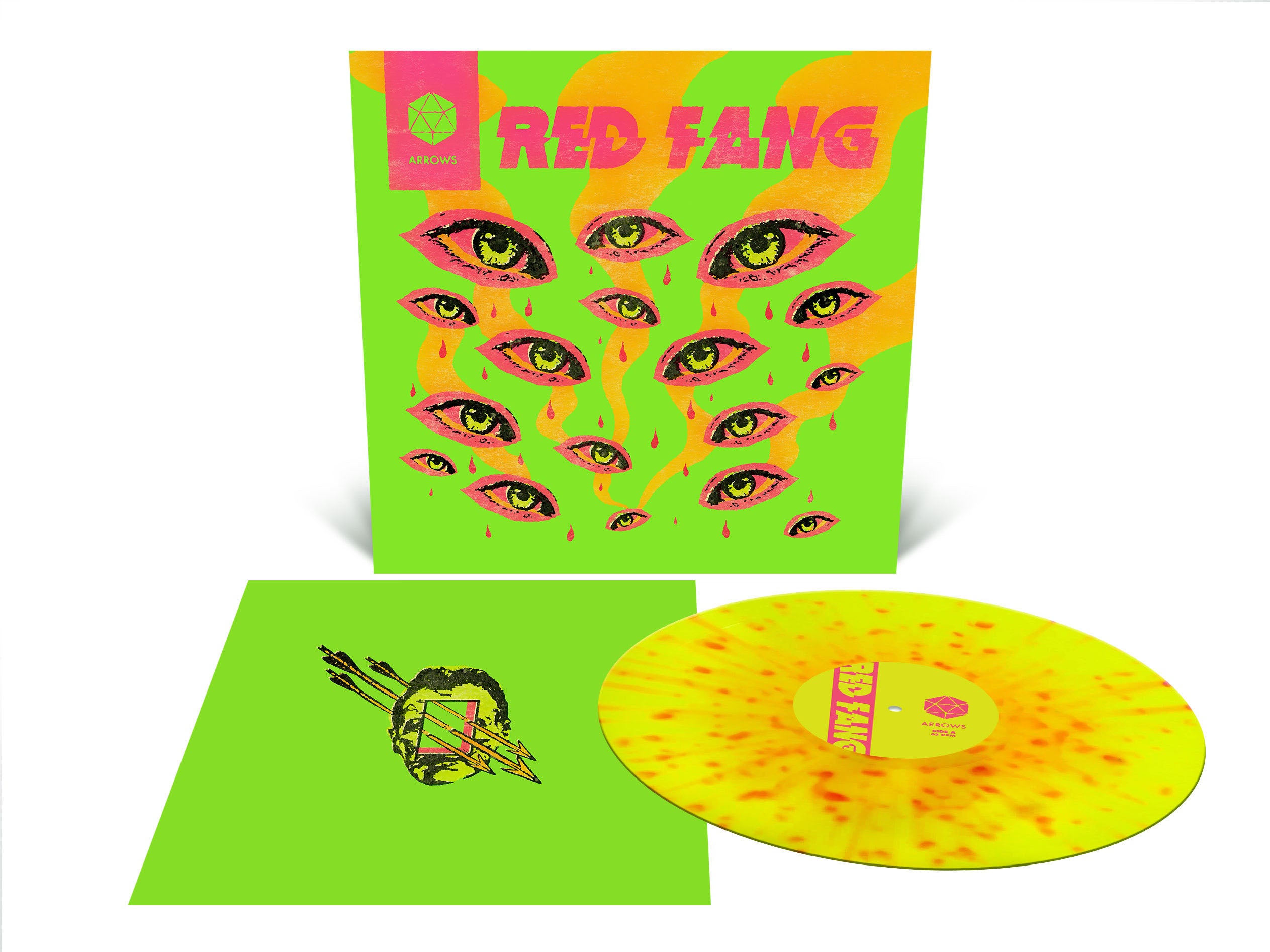 RED FANG ‘ARROWS' NEON YELLOW WITH HEAVY NEON MAGENTA SPLATTER LP