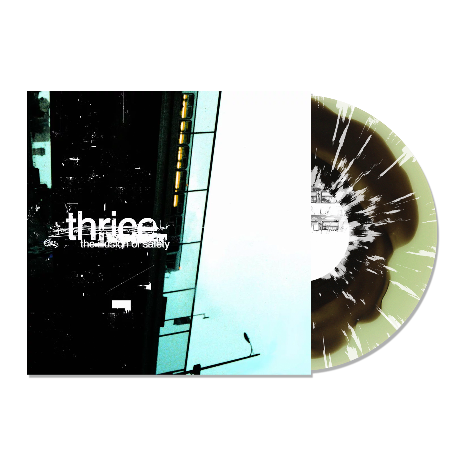 THRICE ‘THE ILLUSION OF SAFETY’ 20TH ANNIVERSARY LP (Limited Edition, Coke Bottle Clear w/ Black Blob & White Splatter Vinyl)