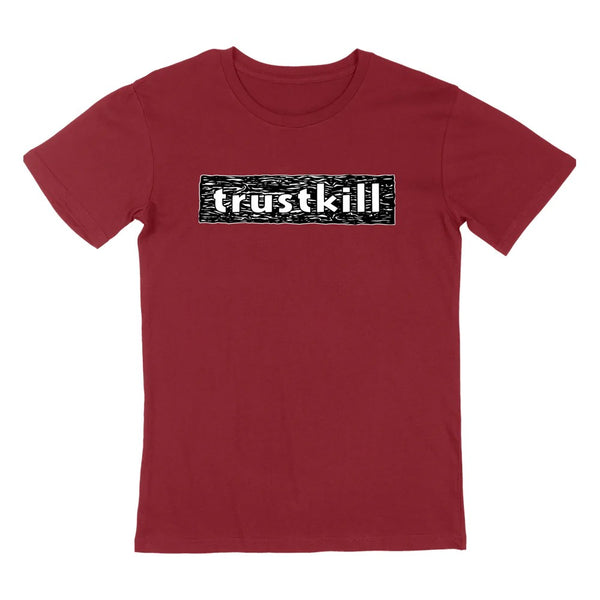 REVOLVER x TRUSTKILL: WOODCUT CLASSIC MAROON T-SHIRT